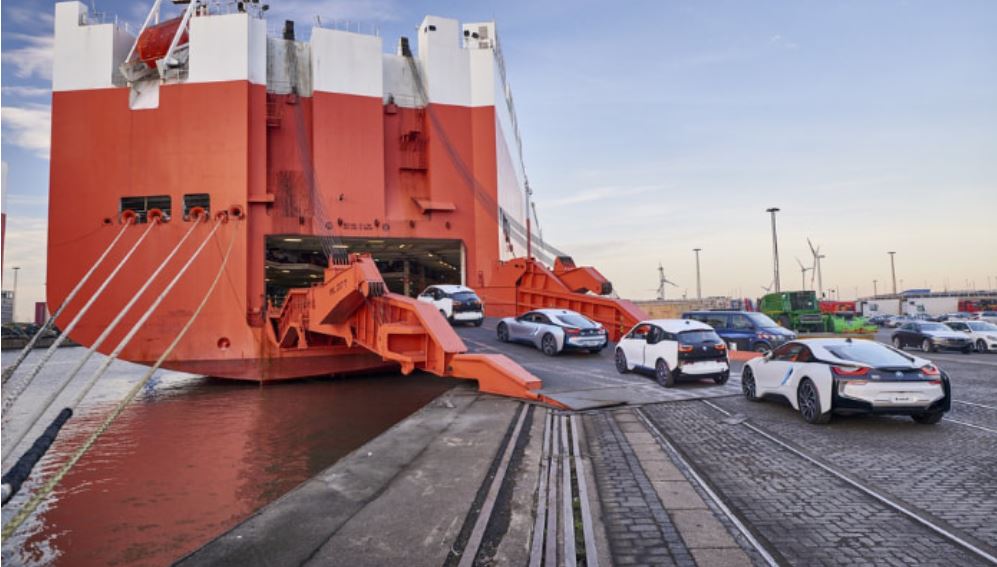 Cars in a logistics yard